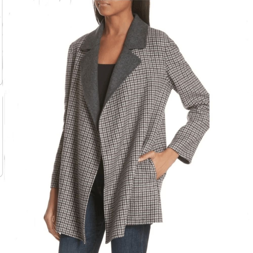 Theory Clairene Plaid Double Face Wool Cashmere Jacket Women's Size Medium